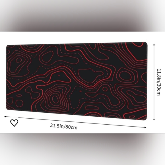 Red Black Topographic Mouse Pad Large Gaming Desk Mat Computer Mousepad … - Picture 3 of 7